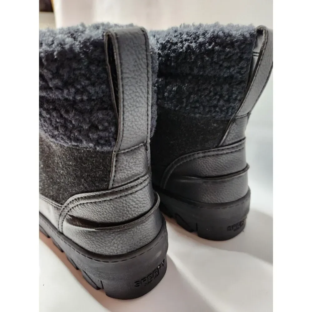 Sperry Juneau Low Hiker Wool‑Blend Boots Women’s 9 Black